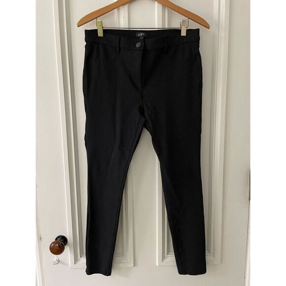 Loft gray and black checkered stretch dress pants 10 - Picture 1 of 5